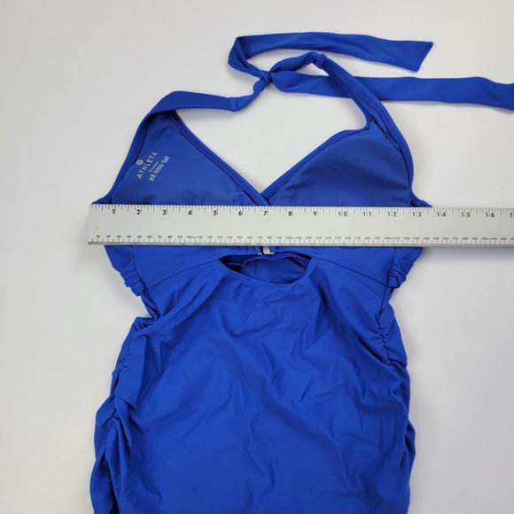 Athleta Tara Tankini Halter Swimsuit Top in Powerful Blue size 32D/DD Tall - Picture 8 of 10